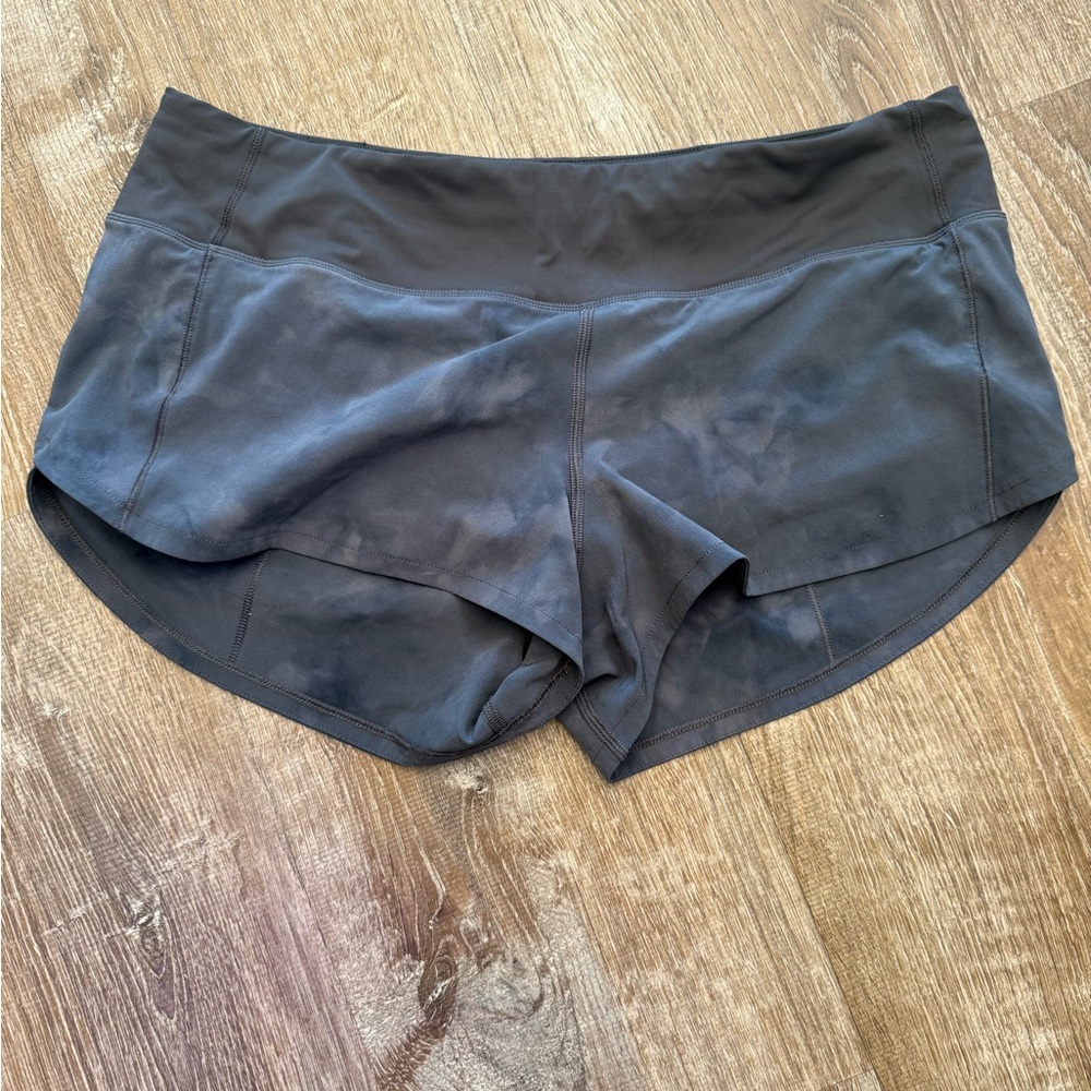 lululemon “Tie Dye” Black Low Rise Speed Shorts 2.5